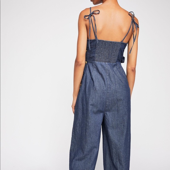 FREE PEOPLE BRITTANY DENIM JUMPSUIT - Picture 2 of 5
